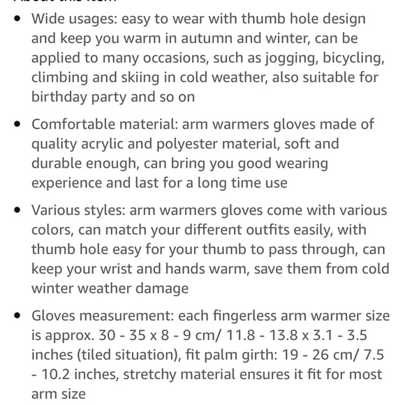 🆕NIP:Black and Blue Striped Fingerless Polyester Arm Warmers - Picture 5 of 6